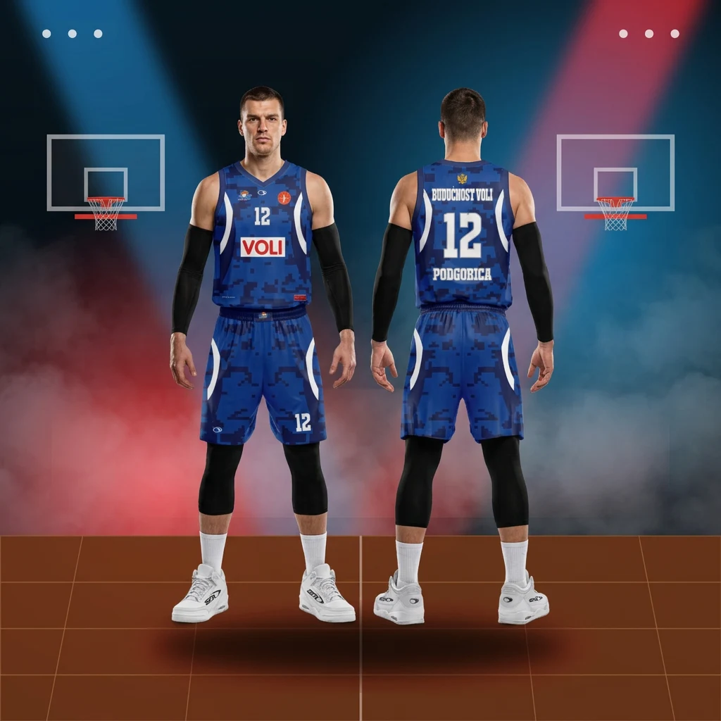 Košarkaški dres i šorc Sportex — model 9, klupski komplet, prednji i zadnji prikaz na košarkašima