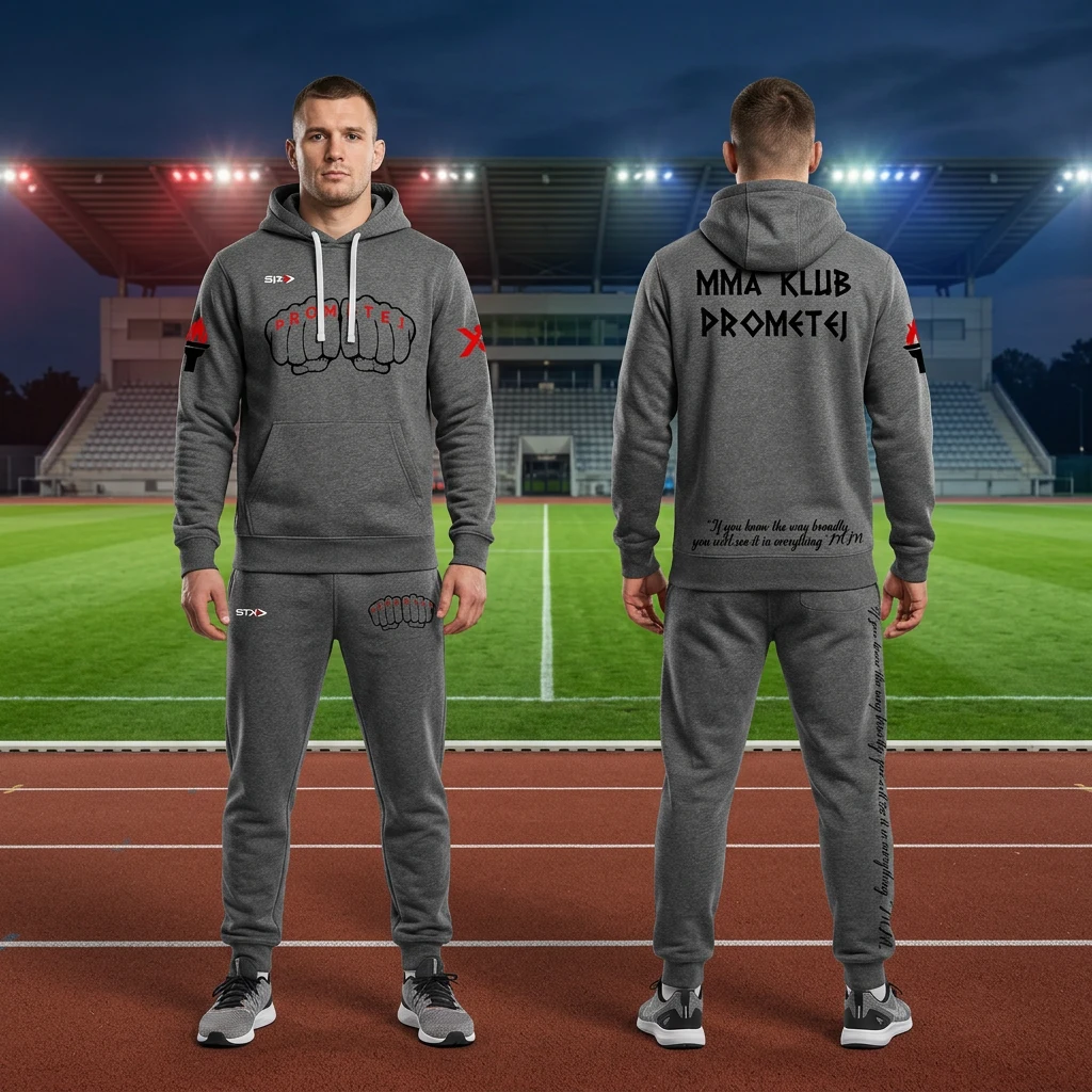 Sportska trenerka Sportex po meri kluba — model 17, prednji i zadnji prikaz na sportistima