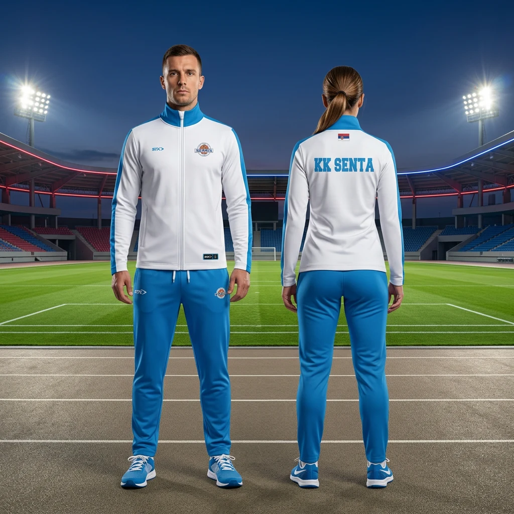 Sportska trenerka Sportex po meri kluba — model 35, prednji i zadnji prikaz na sportistima