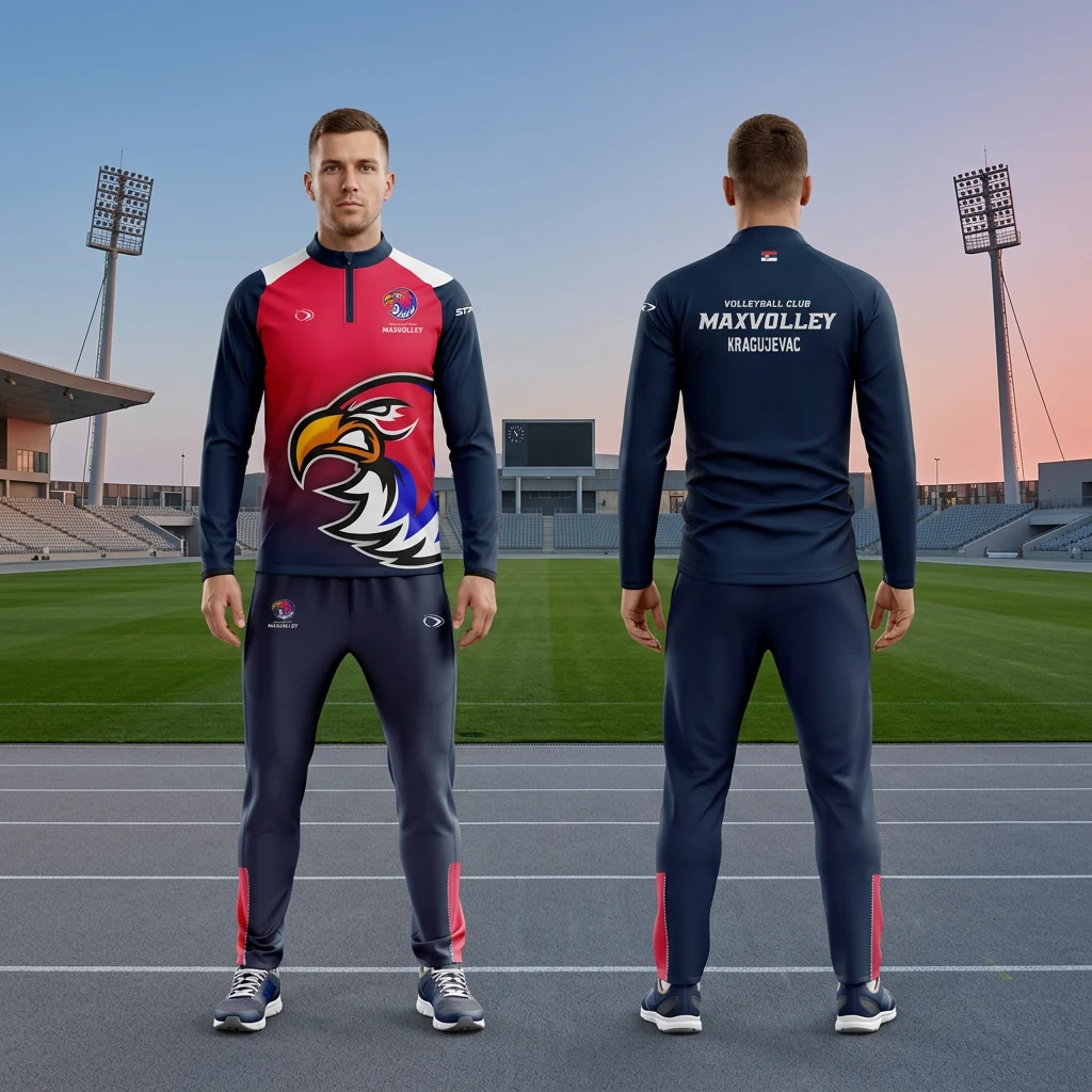Sportska trenerka Sportex po meri kluba — model 5, prednji i zadnji prikaz na sportistima